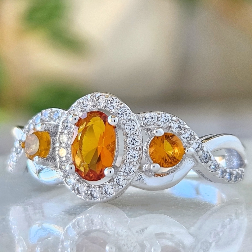 Oval Citrine Gemstone ring, Charmed Aroma, 925 Sterling Silver